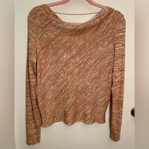 Self E EUC orange/cream metallic low back with gold chain long sleeve Size M